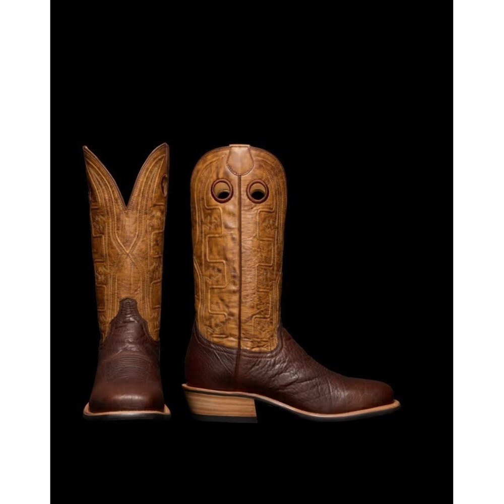 TECOVAS "The Cody" Bison Leather Mens Boots Size 11 EE 2E Square Cowboy Western